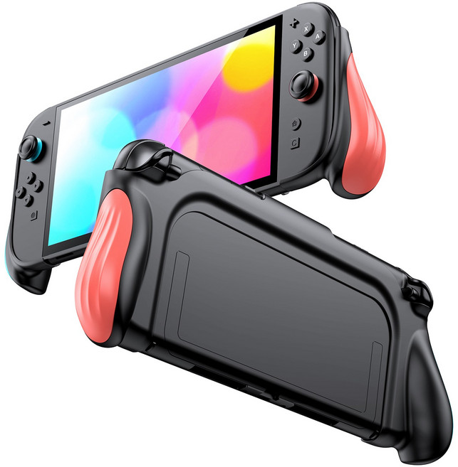 이이네 Switch 2 일체형 인체공학적 그립 보호 케이스 닌텐도 스위치 2 그립 케이스, 1개, 오렌지&블루, L1123