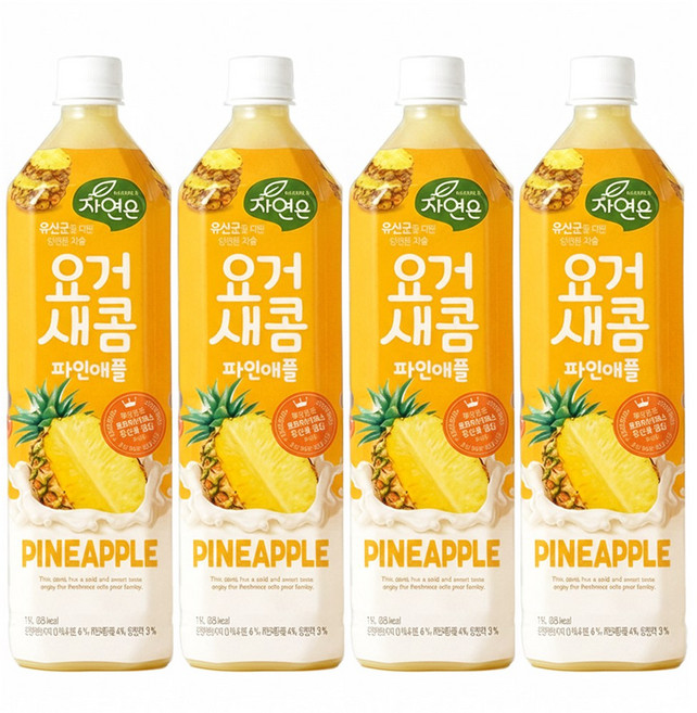 웅진 요거새콤 파인애플, 1.5L, 4개