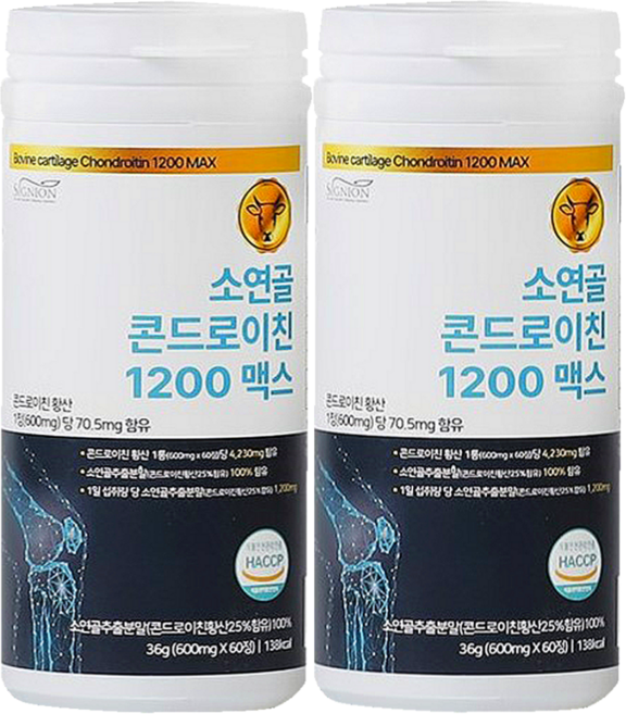 소연골 100% 콘드로이친 1200 맥스 해썹 식품안전관리인증, 60정, 2개
