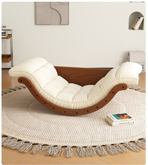 ALLILIO 흔들의자 1인용 소파 안락의자 린넨 리클라이너쇼파 무중력 리클라이너, 아이보리, 1개