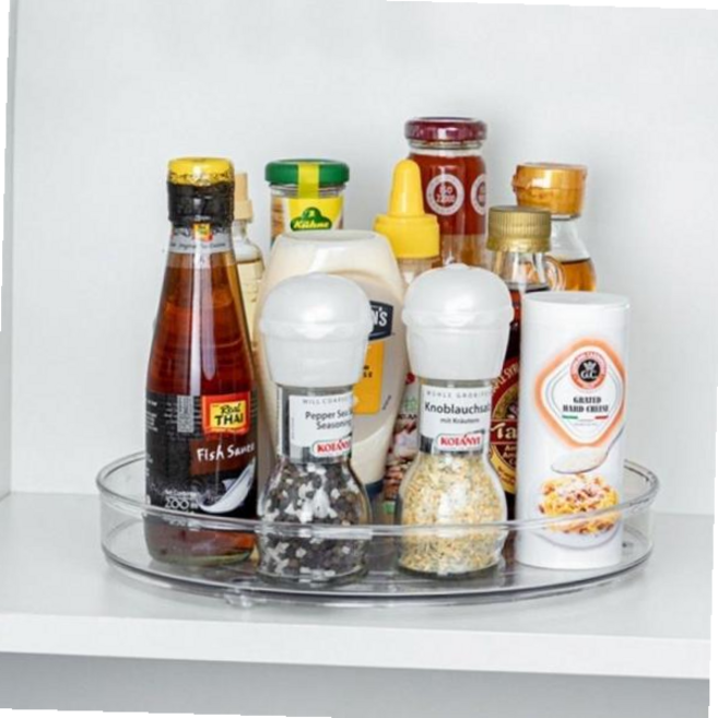 양념통수납 주방 양념 회전 정리대 투명 트레이 수납 화장품 정리함, 소형