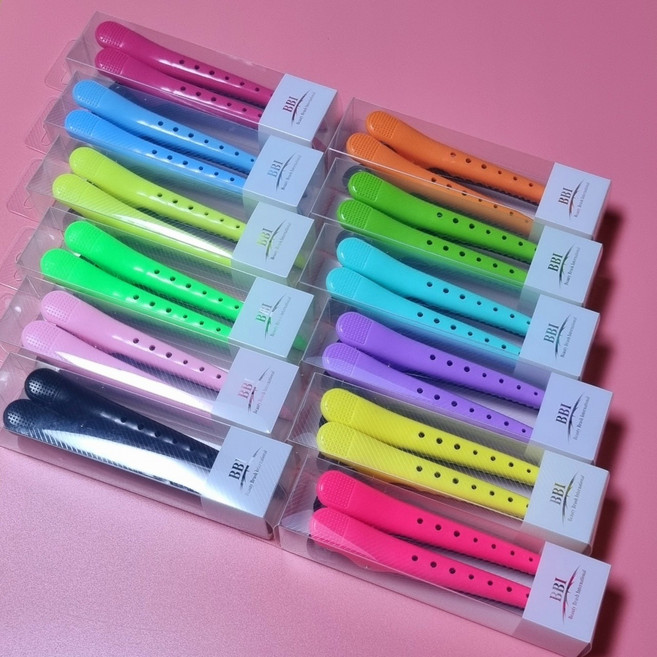 [빗나라]미용실집게핀 ]헤어핀셋 헤어클립 12컬러 디자이너 전문가용 악어핀셋 1세트(2pcs), 1세트, 노랑