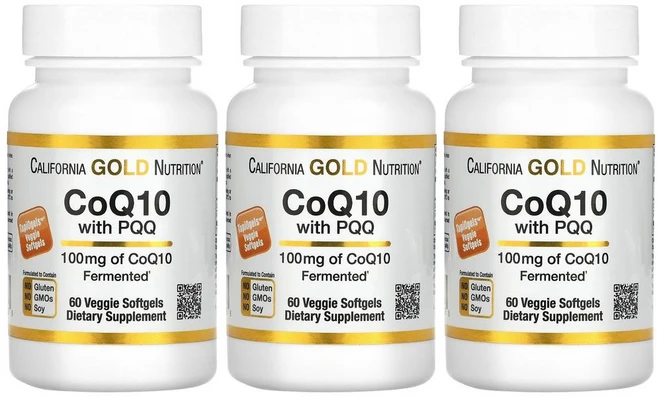 캘리포니아골드 뉴트리션 코엔자임큐텐 PQQ 함유 코큐텐 유비퀴논 100mg, 3개, 60정 - 쿠팡