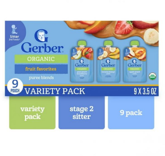 Gerber 거버 2단계 이유식 유아식 과일 야채 3가지맛 파우치 9봉지