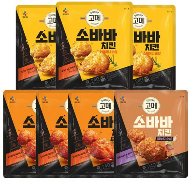 고메 소바바 순살치킨 (소이허니 3개+양념 3개+마쏘킥 1개), 1세트, 1.68kg