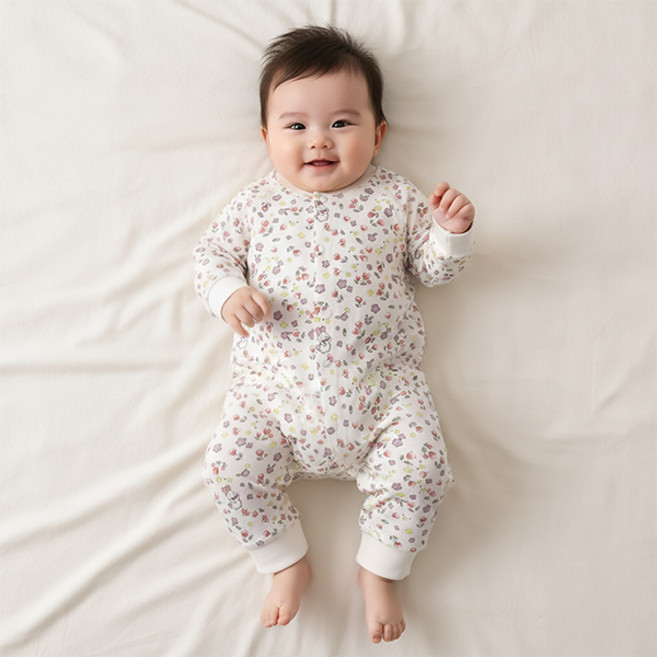 몽실이 뽀송 긴팔실내우주복 유아용 아기 외출복 돌선물 백일선물