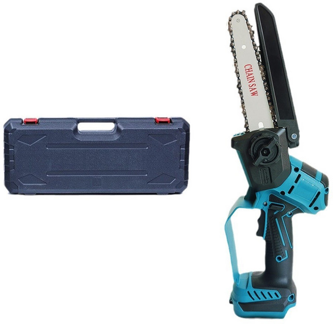 6寸無刷電鋸 充電式無線手持電鋸 伐木鋸 鏈鋸 適用得偉/米沃奇 電動工具, 1個, 6寸無刷鋰電鋸牧田插腳【自動泵油】,單主機+塑箱（無電池充電器）