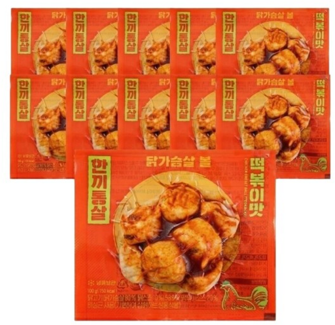 한끼통살 닭가슴살 떡볶이맛, 10개, 100g
