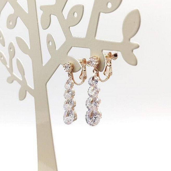 리얼99 롱드롭 크리스탈큐빅 귀걸이 귀안뚫은귀찌귀걸이