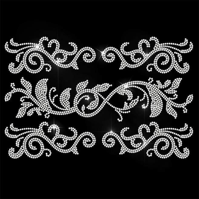 꽃무늬 패턴 핫픽스 스톤 장식 스티커 의류 수선 장식 21x29.7cm 모자 가구 무대 의상 DIY 장식용, 화이트, 1개