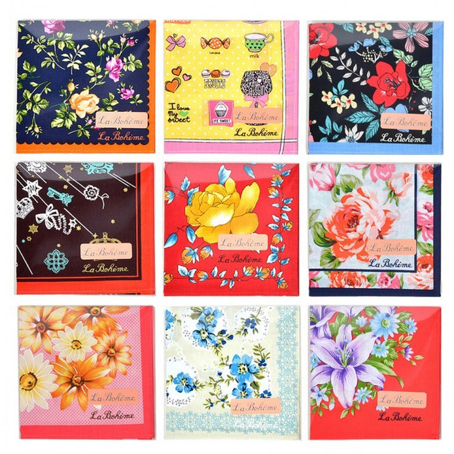 국산 여성 순면 예쁜 손수건 1장 낱장 답례품 선물 단체기념품