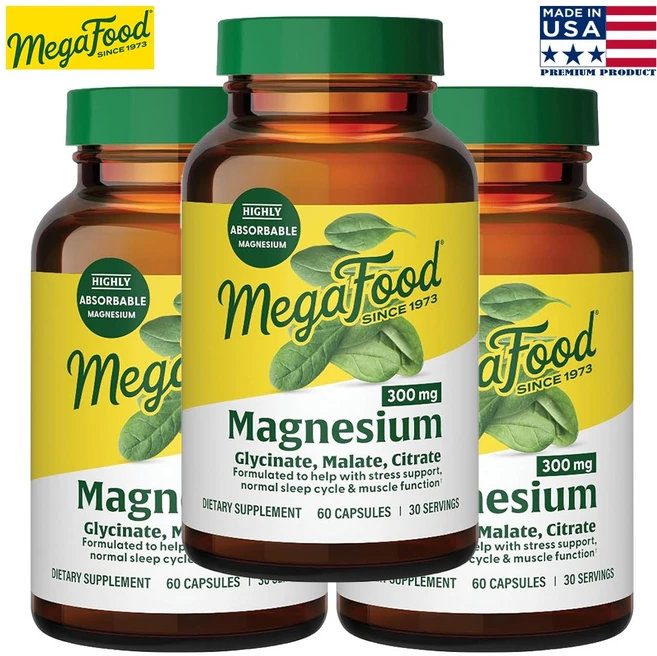 메가푸드 어르신 선물용 미국 마그네슘 300mg 60캡슐 3병 3개월분, 3개, 60정 - 쿠팡