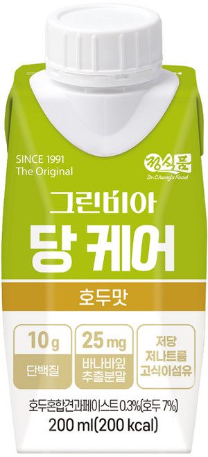정식품 그린비아 당케어 호두맛 당뇨영양식 당뇨환자용균형영양식 혈당관리균형영양식, 30개, 200ml