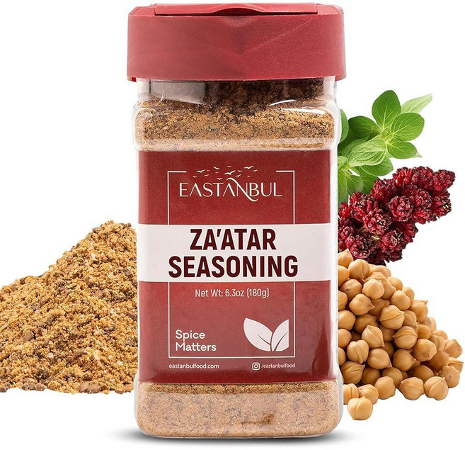 Eastanbul Zaatar 시즈닝 178.6g(6온스) 자타르 중동 향신료의 자타르 향신료 지중해 시즈닝 블렌드에 적합 AKA Zahter Zatar Za at, Eastanbul Zaatar 시즈닝, 178.6g(6, 180g, 1개