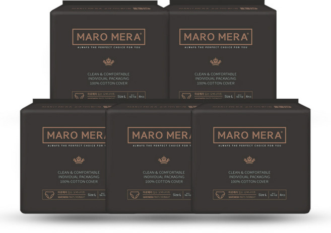 마로메라 순면 커버 생리대 입는 오버나이트 대형, 4매입, 5개