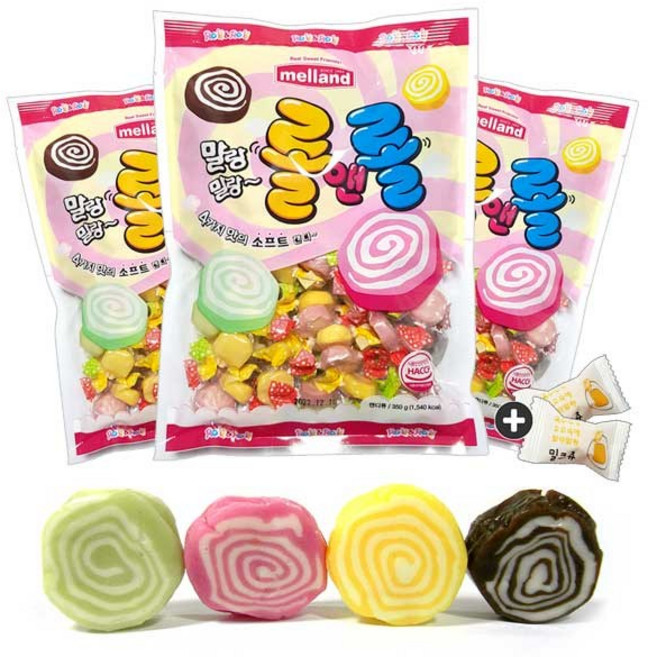 국제제과 멜랜드 롤앤롤(350g) x 3봉+밀크츄 2개, 1.05kg, 1세트