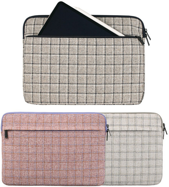 클래식체크 노트북파우치 13인치 15인치 맥북16인치 그램17인치, 13인치 핑크, 1개