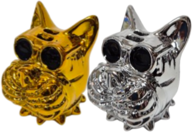 자동차 방향제 케이스 명품 프렌치불독 송풍구및 부착형, 골드+실버, 1개