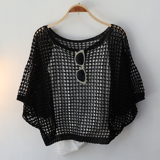 스카이코코 여성 가오리핏 커버룩 사각그물니트