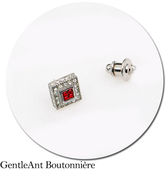 젠틀안트 정장악세사리 부토니에 레드 사각 침핀 GR09-1D934