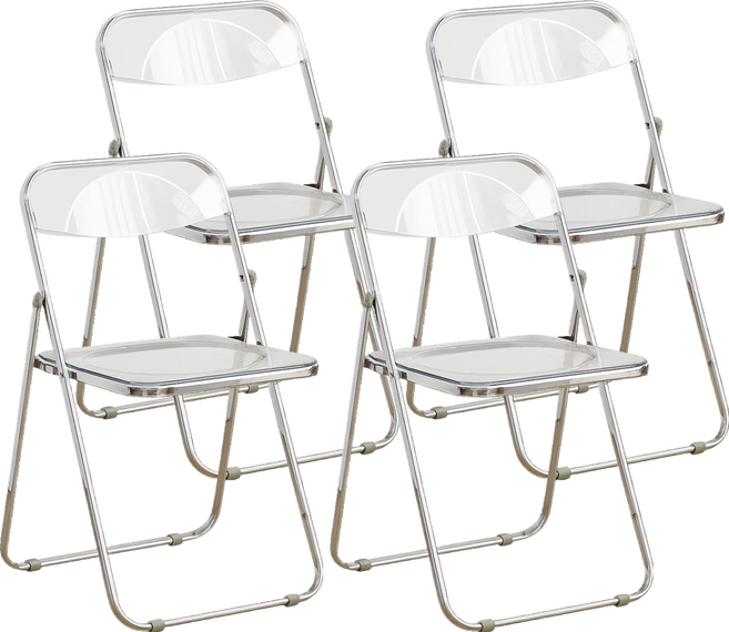 MANTU 다용도 실내외 겸용 접이식 의자, 4개, 클리어