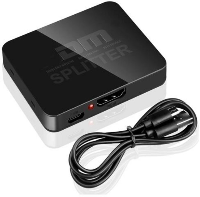 박스 PC 모니터 프로젝터 노트북용 듀얼 디스플레이 비디오 디스트리뷰터 4K HDMI 호환 1x2 스플리터 1 in 2 out, 1) 블랙, 1개