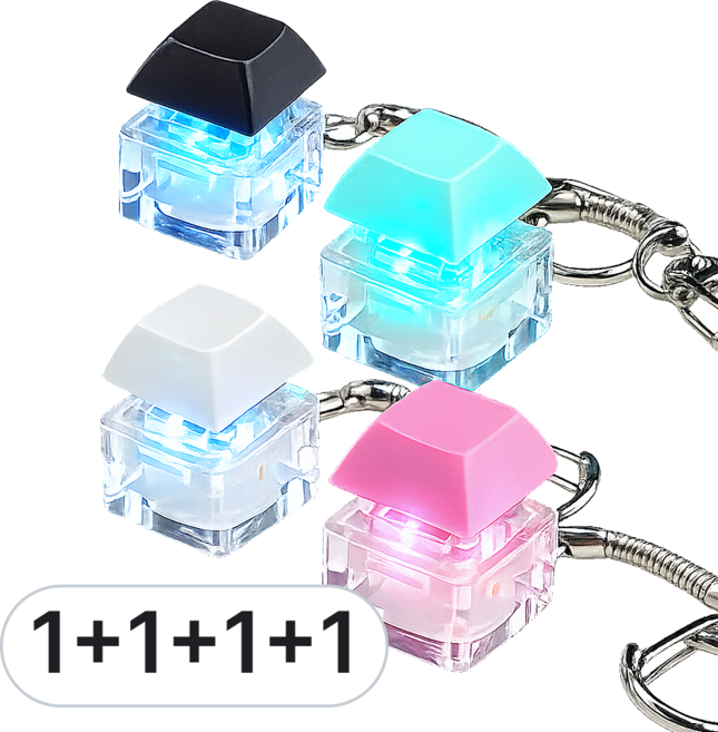 레아레아 LED 키보드 키링 키캡 클릭커 열쇠고리 키홀더, 1개, 1구세트