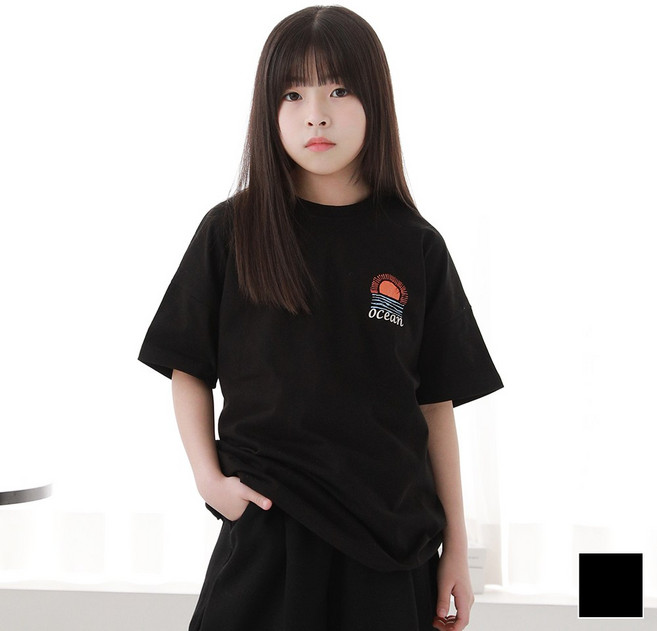 제이키드주니어 오션오버핏반팔티 주니어의류 초등학생옷 반팔티 주니어티 남아 여아