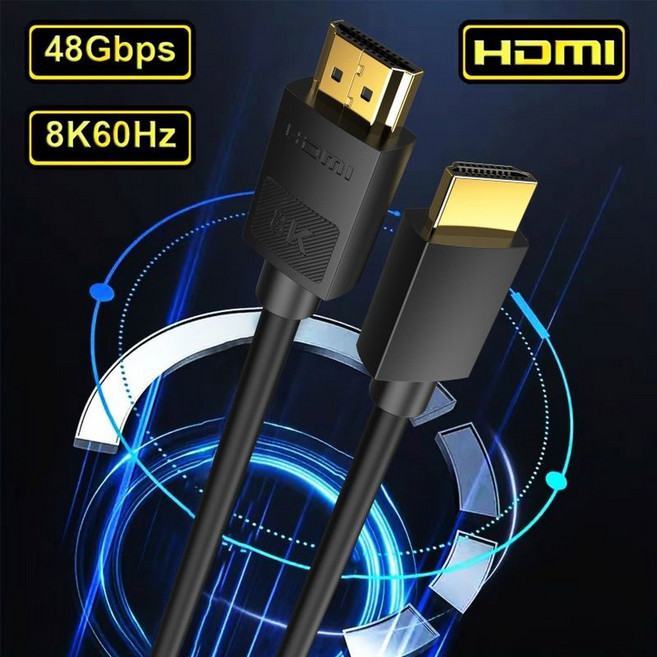 MIZIQIER HDMI 2.1 케이블 HDMI 코드 8K 60Hz 4K 120Hz 48Gbps EARC ARC HDCP HD TV 노트북 프로젝터 PS4 PS5 용 초고속 HDR, H137B-Black, 3.3FT--1M--39.3inch, 1개