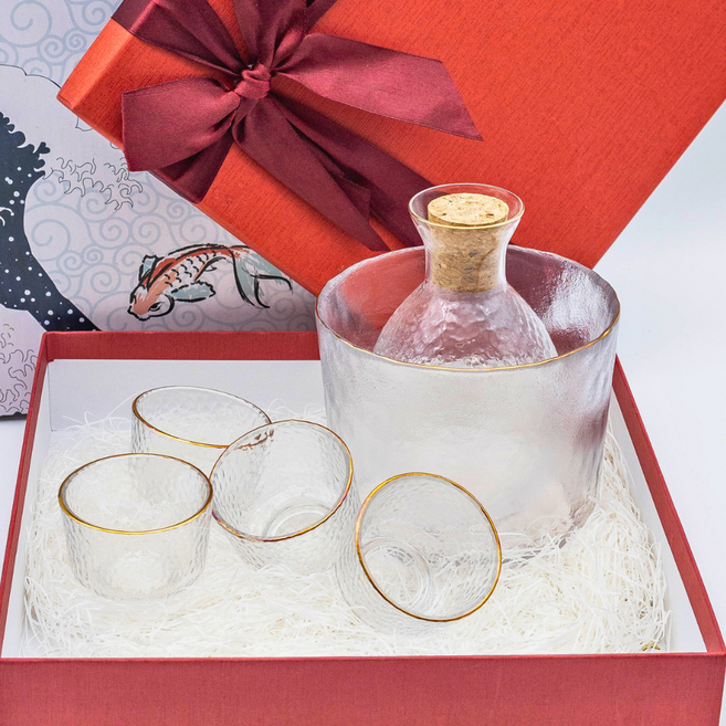잔집사 소주잔 술잔세트 감성 사케잔 위스키 홈술 집들이선물 골드림, 1세트, 풀세트(골드림잔4+술병1+포트)