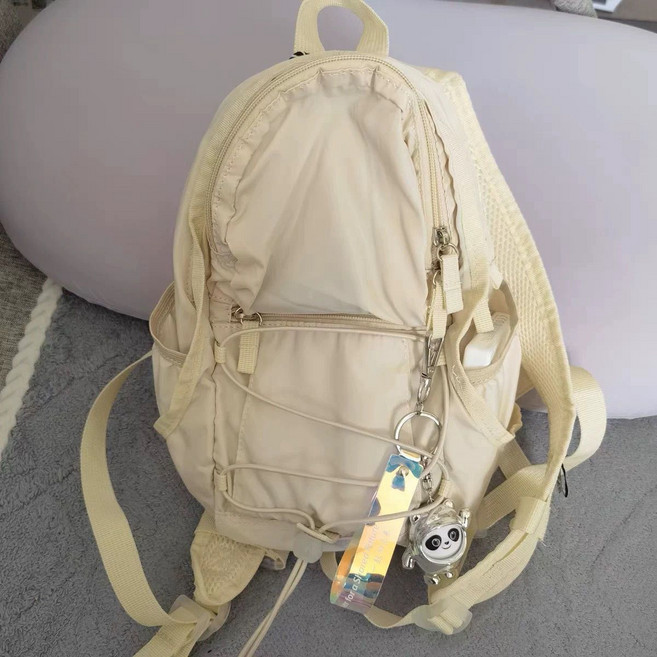 輕便少女登山包 戶外徒步小容量雙肩包 出行書包, 1個, 小號奶油白