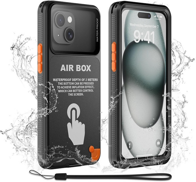 위베런 아이폰 스마트폰 에어박스 방수 케이스 수중터치 공기주입, 1개, 6.9인치