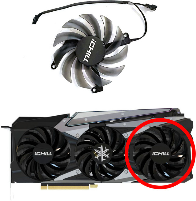 호환 INNO3D GeForce RTX3070ti 3080 iCHILL X3/X4 Super Ice Dragon용 85MM 4PIN CF-12915S RTX GPU 팬, 04 1 FAN