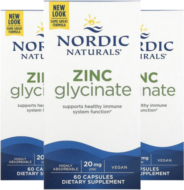 노르딕네츄럴스 아연 글리신산 20mg 캡슐 60정, 3개 - 쿠팡