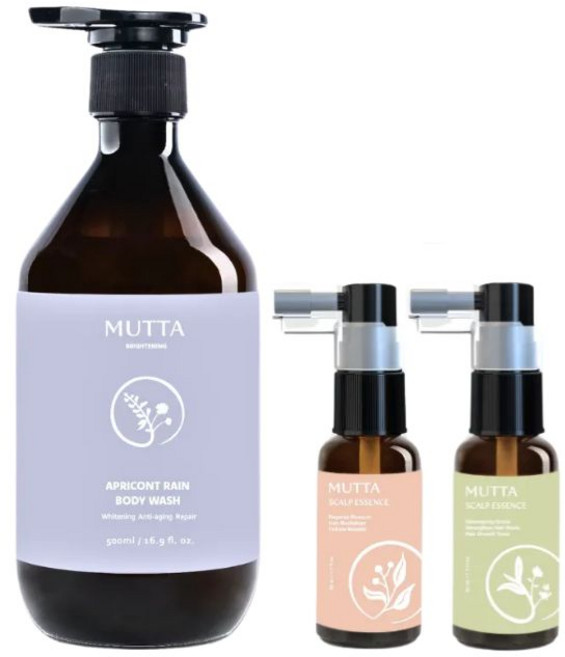MUTTA 沐塔 【1+2 炸毛組】 豐盈修護洗髮精, 1個, 水光嫩白沐浴露500ml+蘊髮精粹X2