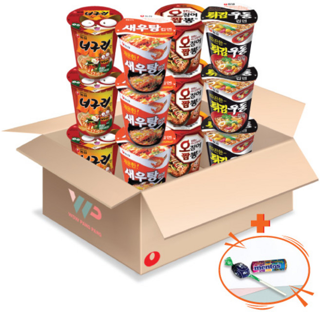 농심 소컵라면 4종 소컵 라면 혼합세트 너구리 3컵+새우탕 3컵+튀김우동 3컵+오징어 짬뽕 3컵 총12컵입 사탕 사은품 2종 증정, 12개