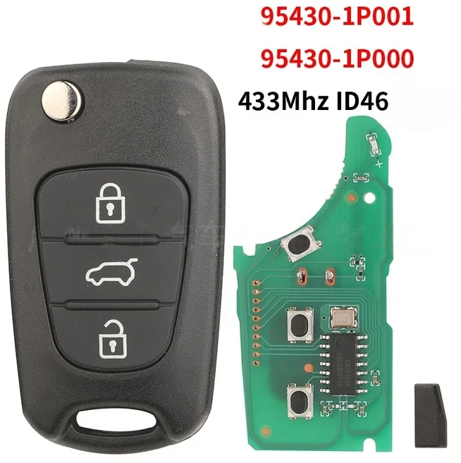 올스토어 기아 3버튼 벤가 폴딩 리모컨 자동차 키 ID4 칩 433MHz 95430-1P000에 적합, 01 A