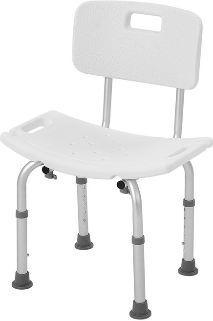 BYTAN 6단계 높이 조절 샤워 목욕 의자 등받이 부착 욕실 의자 미끄럼 방지 알루미늄 합금 PE 노인 임산부 안전의자, White