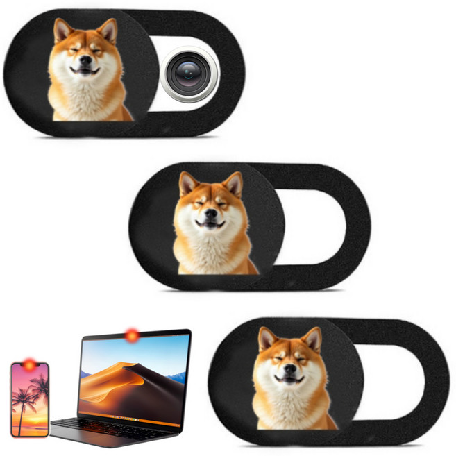 노트북 카메라가리개 웹캠커버 테블릿 핸드폰 렌즈 차단 3P 세트, 머쓱한 시바견 3종, 1세트, 머쓱한 시바견 3종