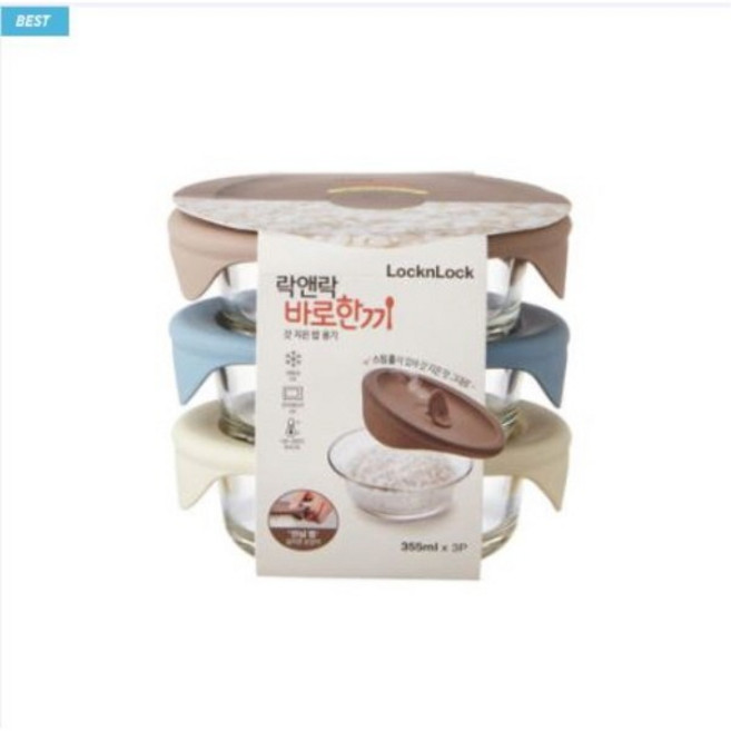 락앤락 바로한끼 더 안심 냉동밥 용기 355ml 내열유리, 2개, 3P