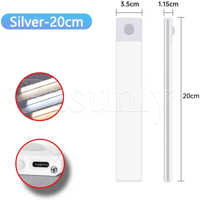 LED 바 빛 모션 센서 USB 충전식 Led 밤 빛 부엌 옷장 캐비닛 조명 30cm40cm50cm 캐비닛