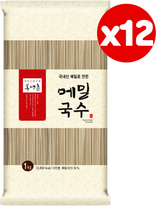 봉평촌 메밀국수 1kg 12봉 막국수 메밀소바 냉모밀, 12개
