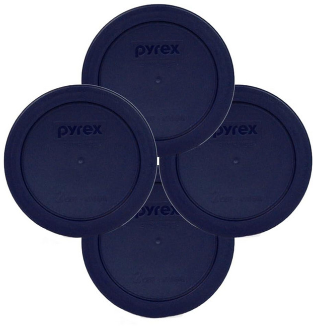 pyrex 파이렉스 식품보관뚜껑 주방용품 블루 2컵 원형 수납 커버 #7200유리그릇용 PC 4팩, pyrex 파이렉스 식품보관뚜껑 주방용품 블루 2컵 원