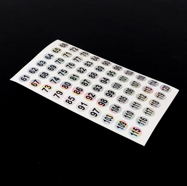 레인보우 그라데이션 숫자 스티커 1P, 61-120