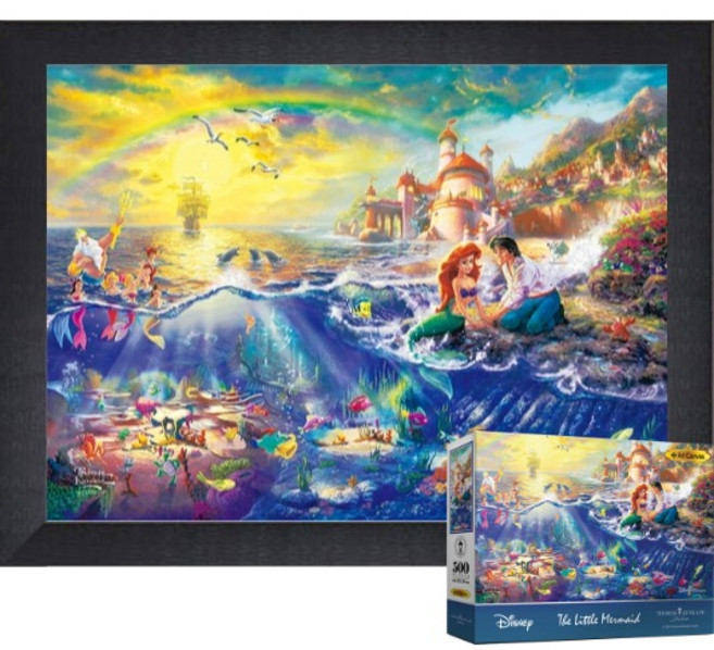 퍼즐피플 디즈니 킨케이드 명작 500피스 직소퍼즐, 1개, 인어공주 500피스 액자포함(우드블랙)
