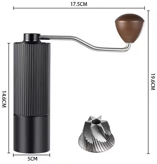 手搖咖啡磨豆機 鋁合金 25g容量 24段粗細調節, 五星磨芯33, 1個, 25ml