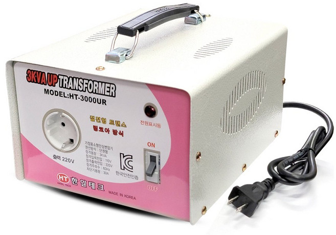 한일테크 1K 2K 3K 5K 링코어 변압기 승압 다운 변압트랜스 우수마크획득 여행용 이민 유학 국산제품, 1개
