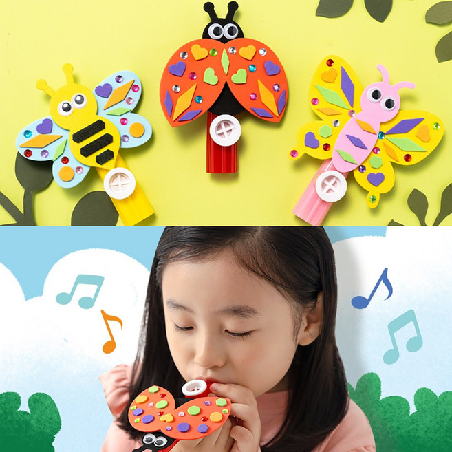 봄 피리 만들기 악기 어린이집 초등학생 음악 미술 나비 꿀벌 활동 재료 키트 돌봄교실 (20개) 배송비X