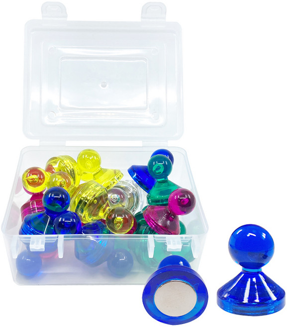 칼라 체스 자석 11~27mm 미니~대형 PP케이스 혼합색상 랜덤발송, 27mm 대형 25개입