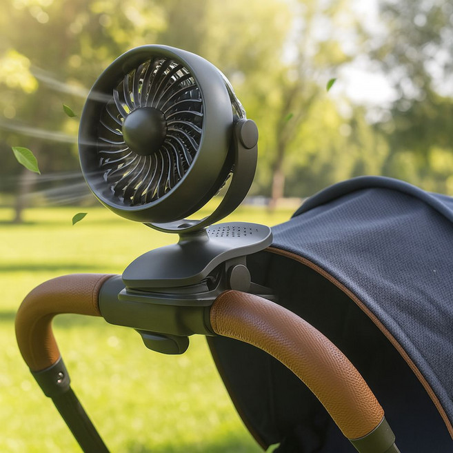 시원한 개모차선풍기 휴대용 탁상용 USB 클립 집게형 선풍기, 블랙